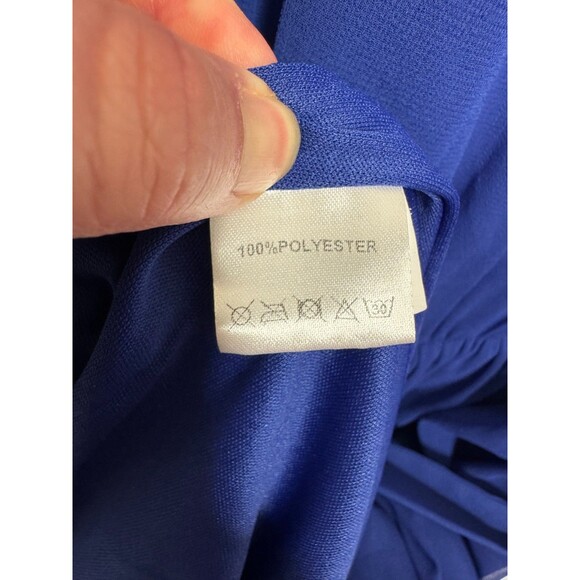 Pinup Fashion Size 24 Midi Cocktail Dress Blue Chiffon Keyhole Neck Flowy NWT - Picture 10 of 14